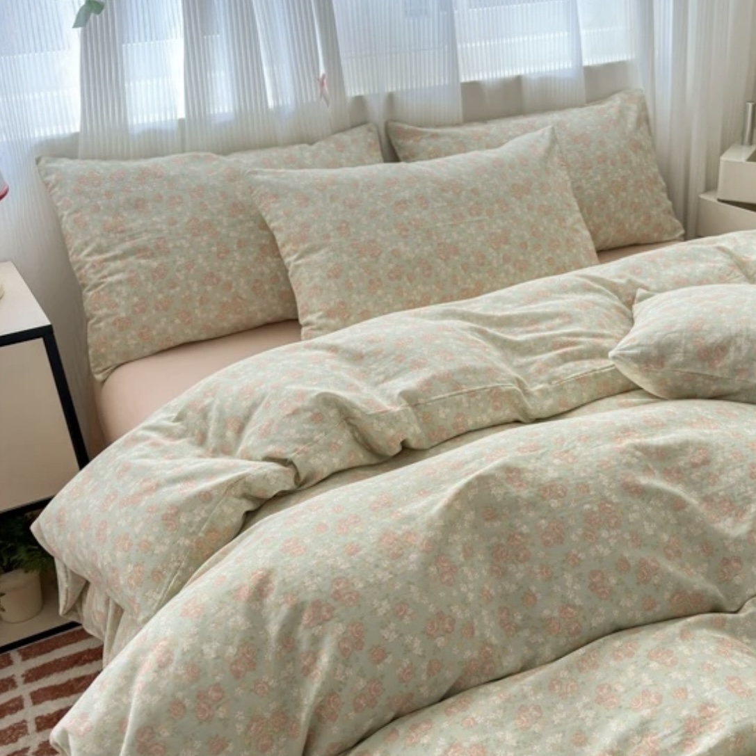 【玫瑰故事夏凉被四件套】200*230可机洗冰丝夏凉被四件套