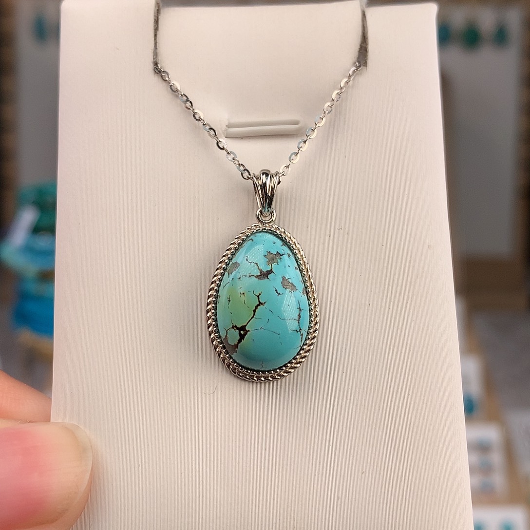 绿松石银S925镶嵌颈饰