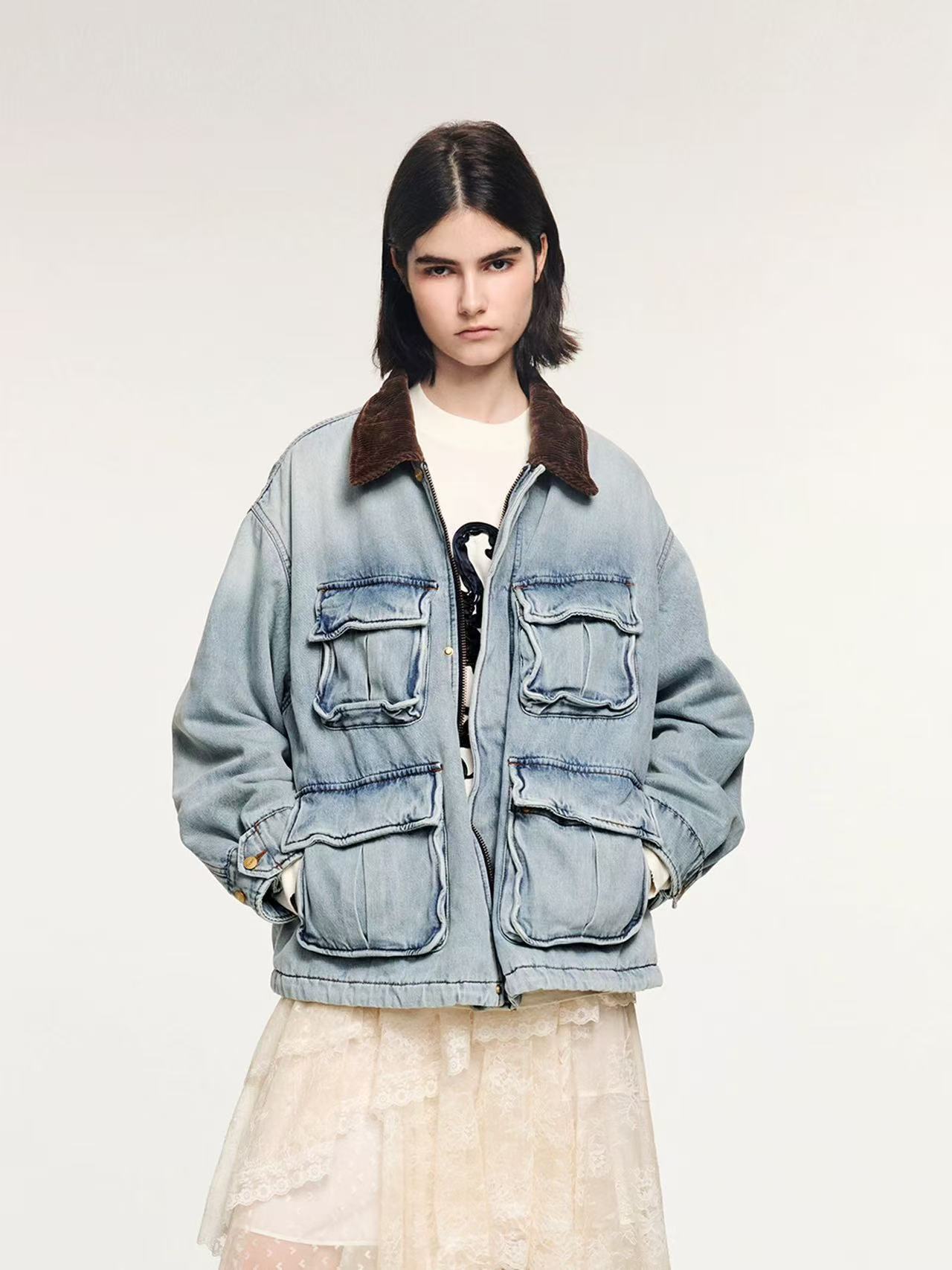 UOOYAA/乌丫2025冬季新款「魔法花园」铝丝牛仔钓鱼夹克3499