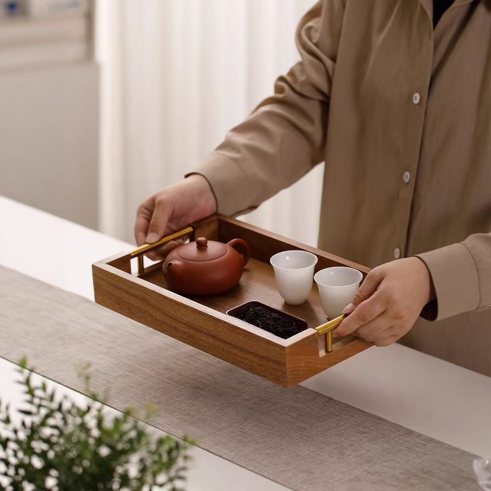 大号45*35*5胡桃木长方形托盘实木家用茶盘水果咖啡木质餐盘