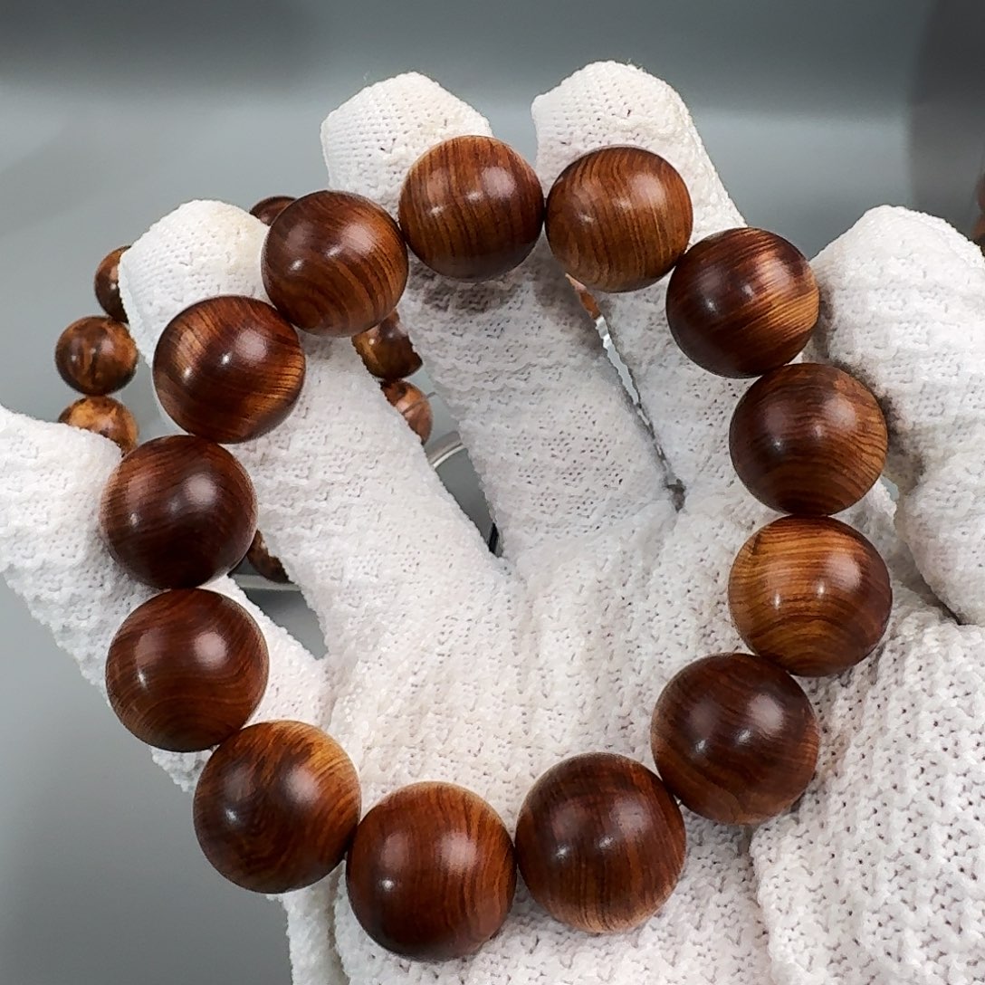 赤***柏木（崖柏）手串/手链黄泥细粉黑油结晶1.8