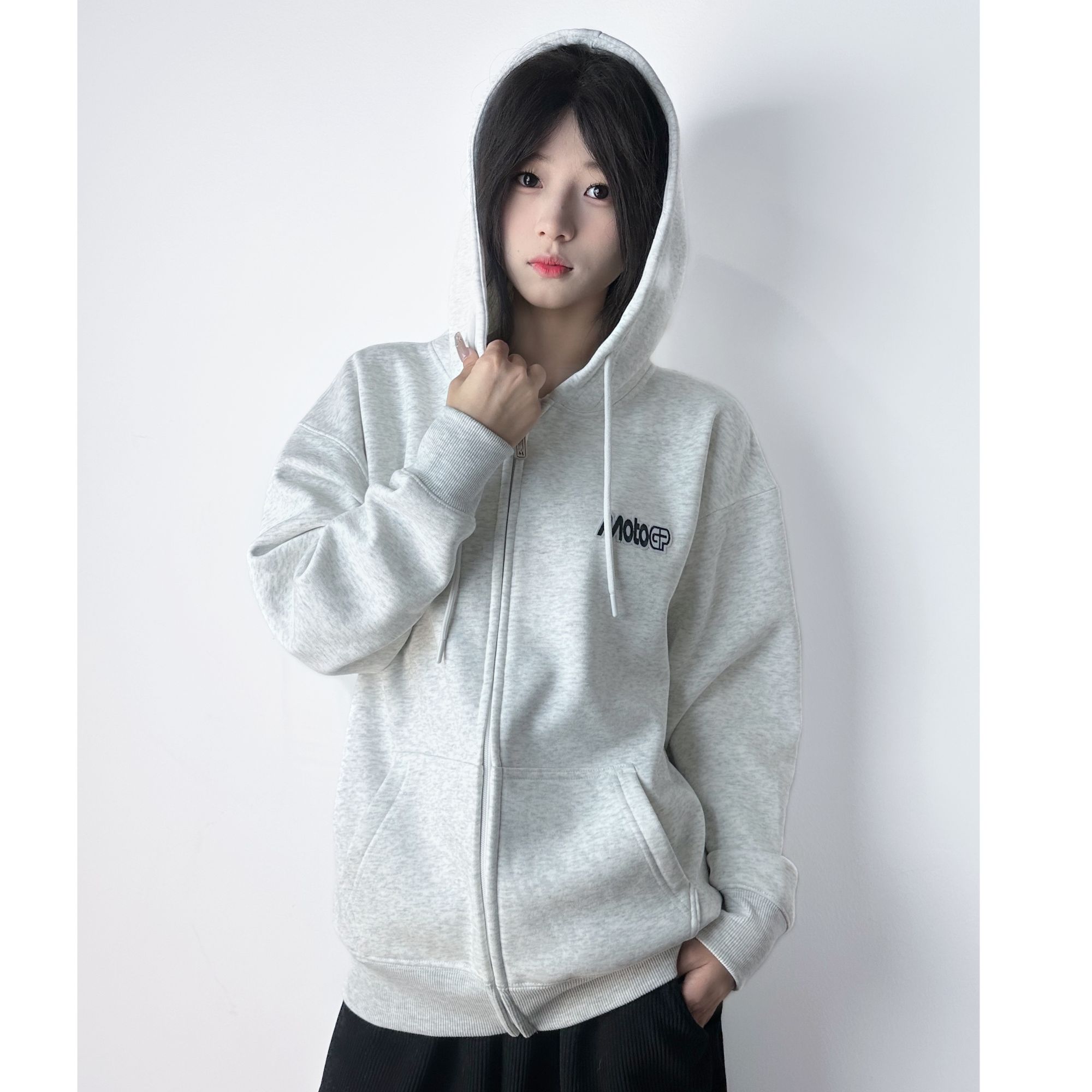 秋冬卫衣MOTO GP长袖开衫款休闲加绒百搭连帽加厚内搭韩版ins