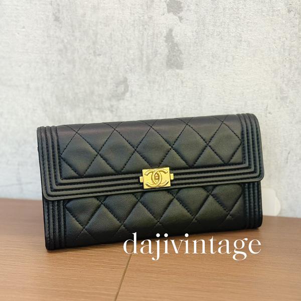 95新 Chanel/香奈儿 大吉中古th/Chanel香奈儿黑金leboy钱包