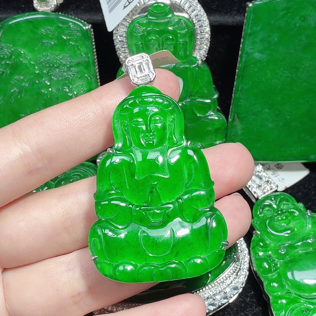 翡翠银S925镶嵌颈饰天然A货翡翠