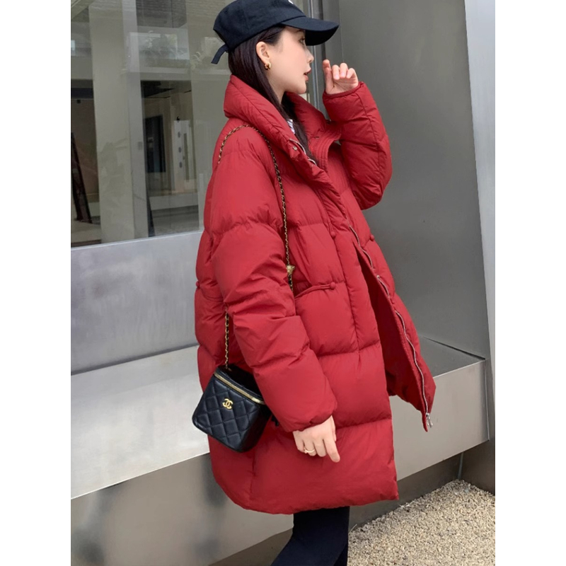 羽绒服女2025年冬季新款中长款韩版宽松加厚显瘦白鸭绒保暖外套女