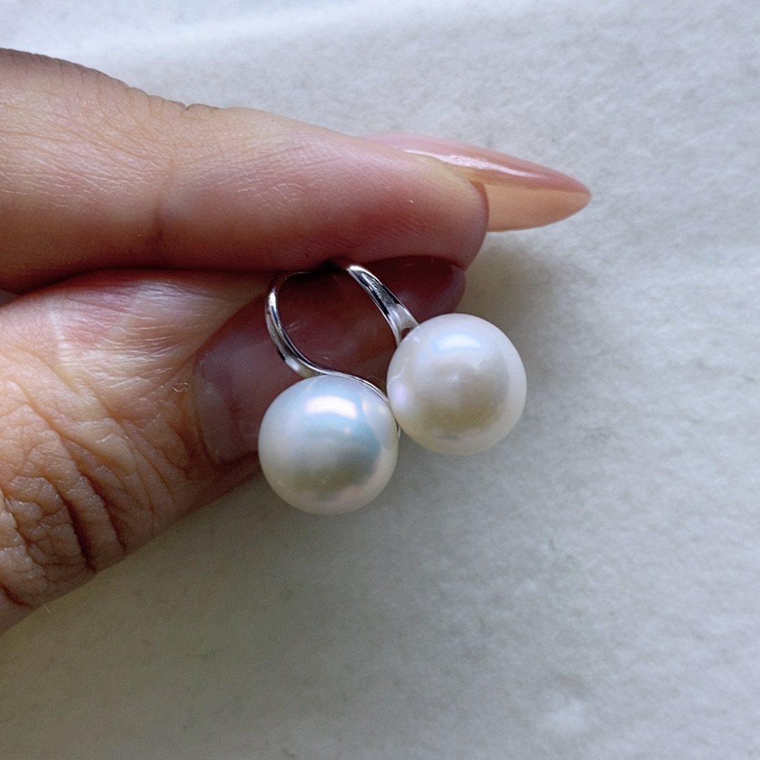 淡水珍珠耳饰银S925镶嵌