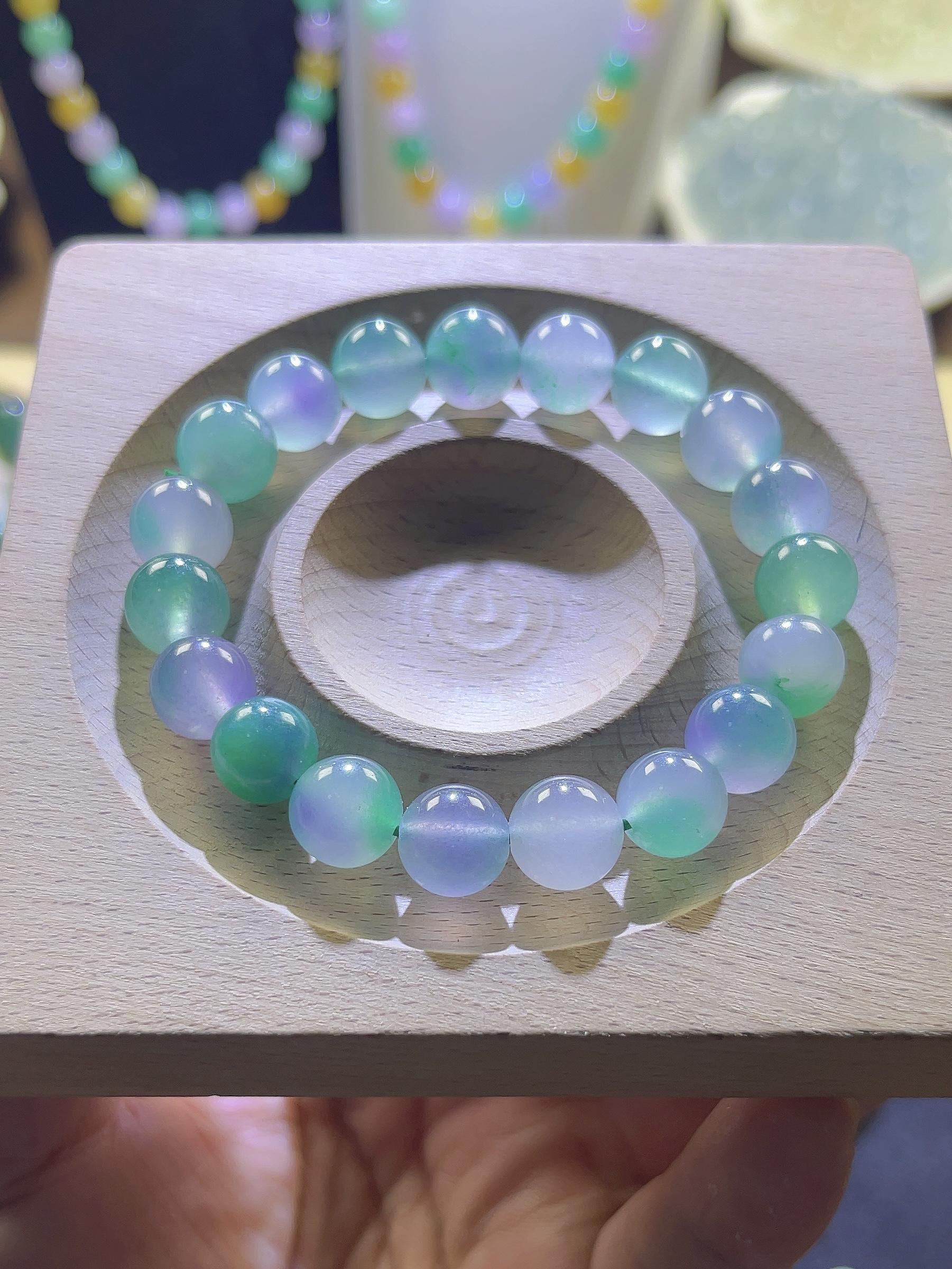 卡10MM缅翠椿带彩珠子多样性发一（CC010)