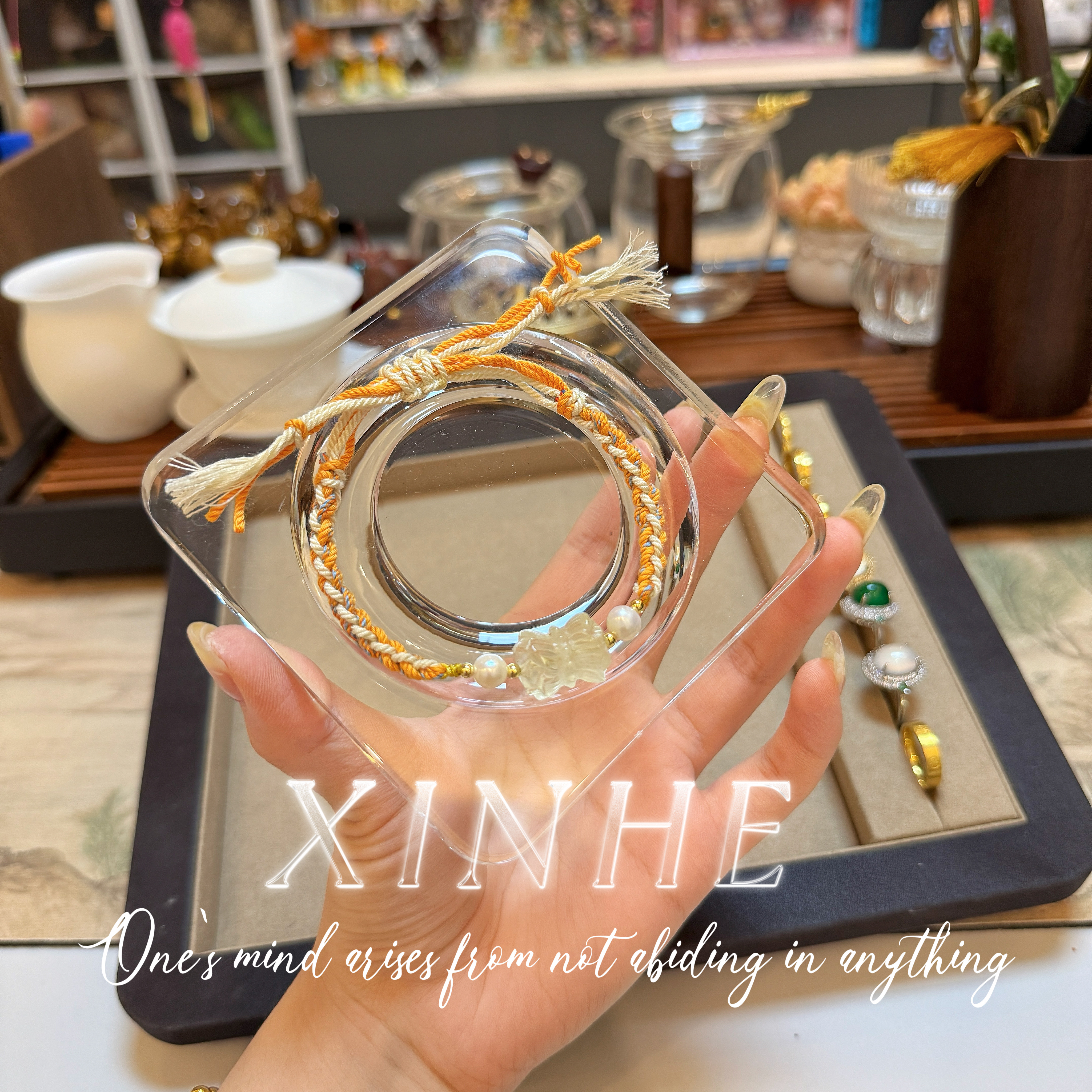 铜合金布艺手链 c88金色并蒂手链「幸禾」手工百搭