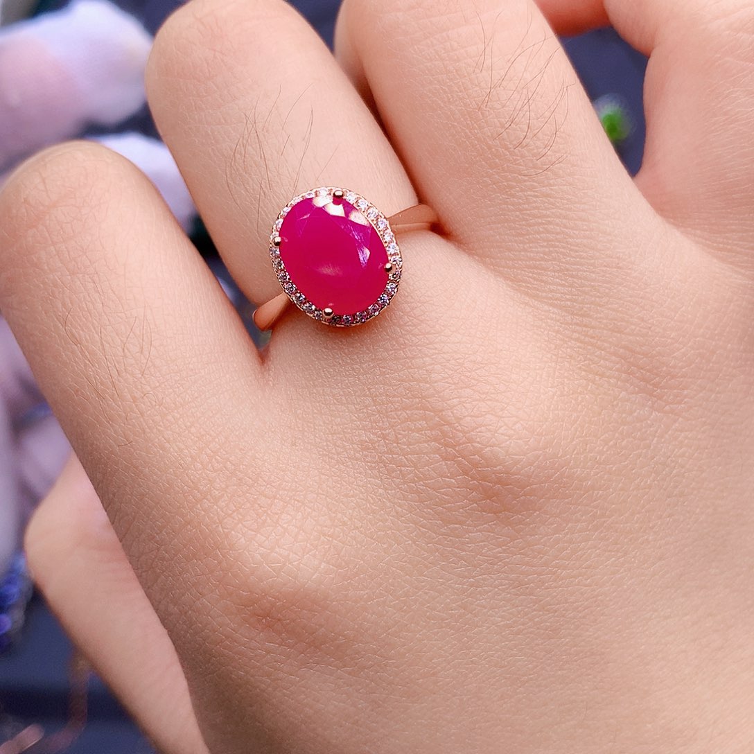 红宝石戒指银S925镶嵌