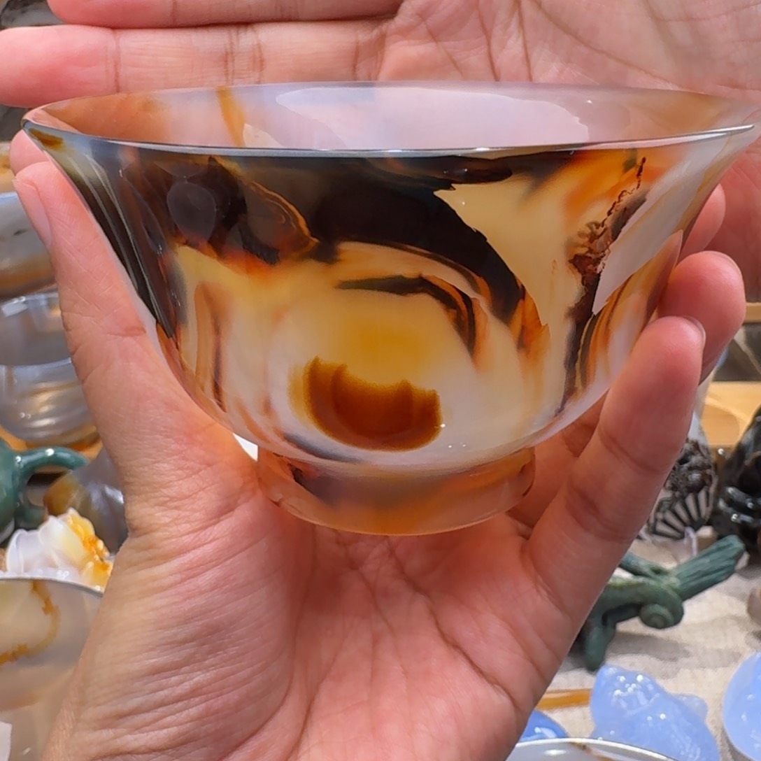 玛瑙/玉髓玛瑙碗未镶嵌明*