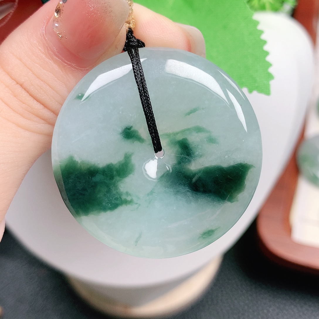 翡翠未镶嵌颈饰平安38.5-5.7