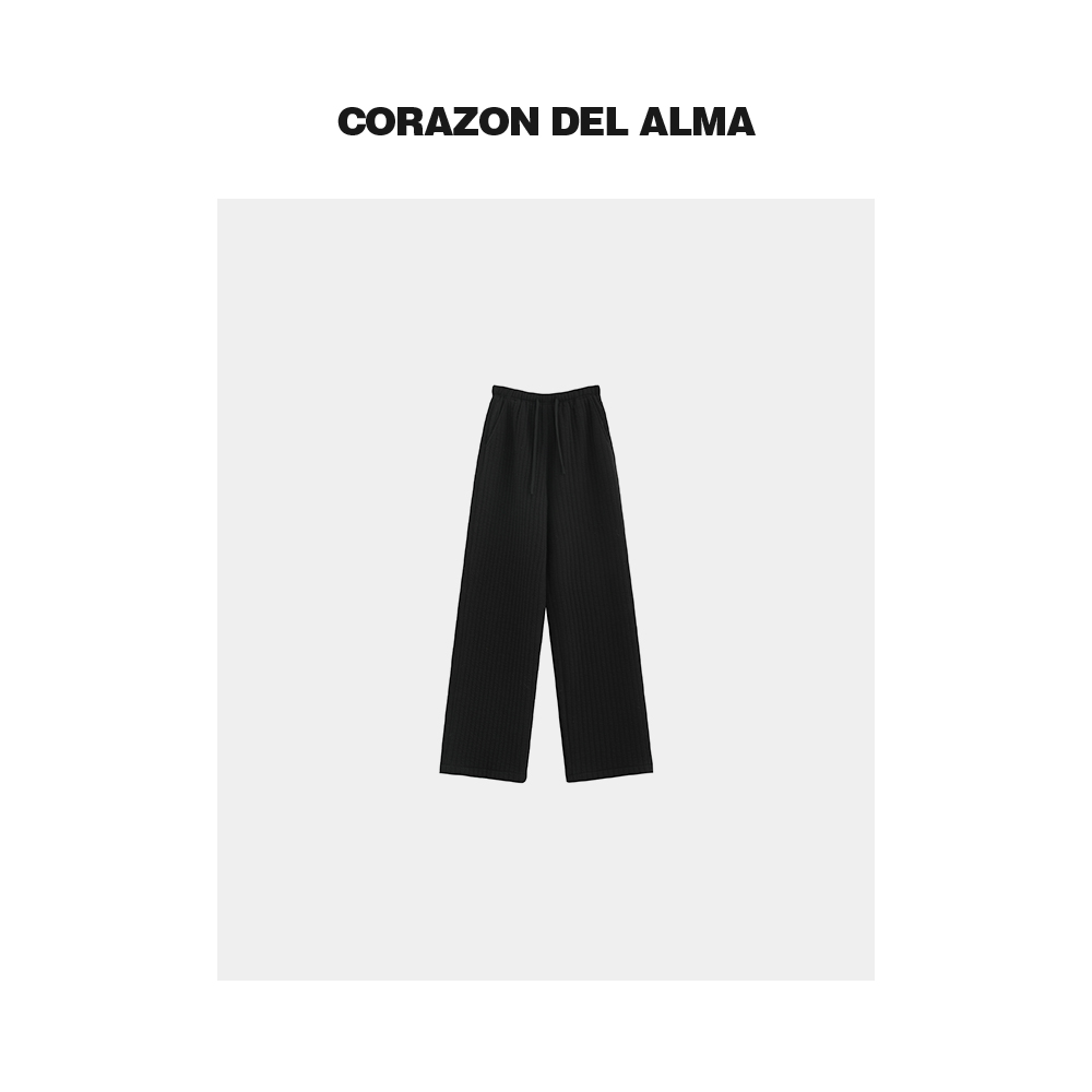 【触影】定制竖纹提花加绒加厚松弛感遮胯松紧腰直筒休闲裤-Z2953