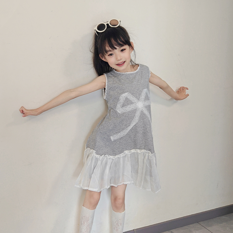 小孩子衣服女款2025新款女童夏季休闲连衣裙小女孩夏装韩范背心裙
