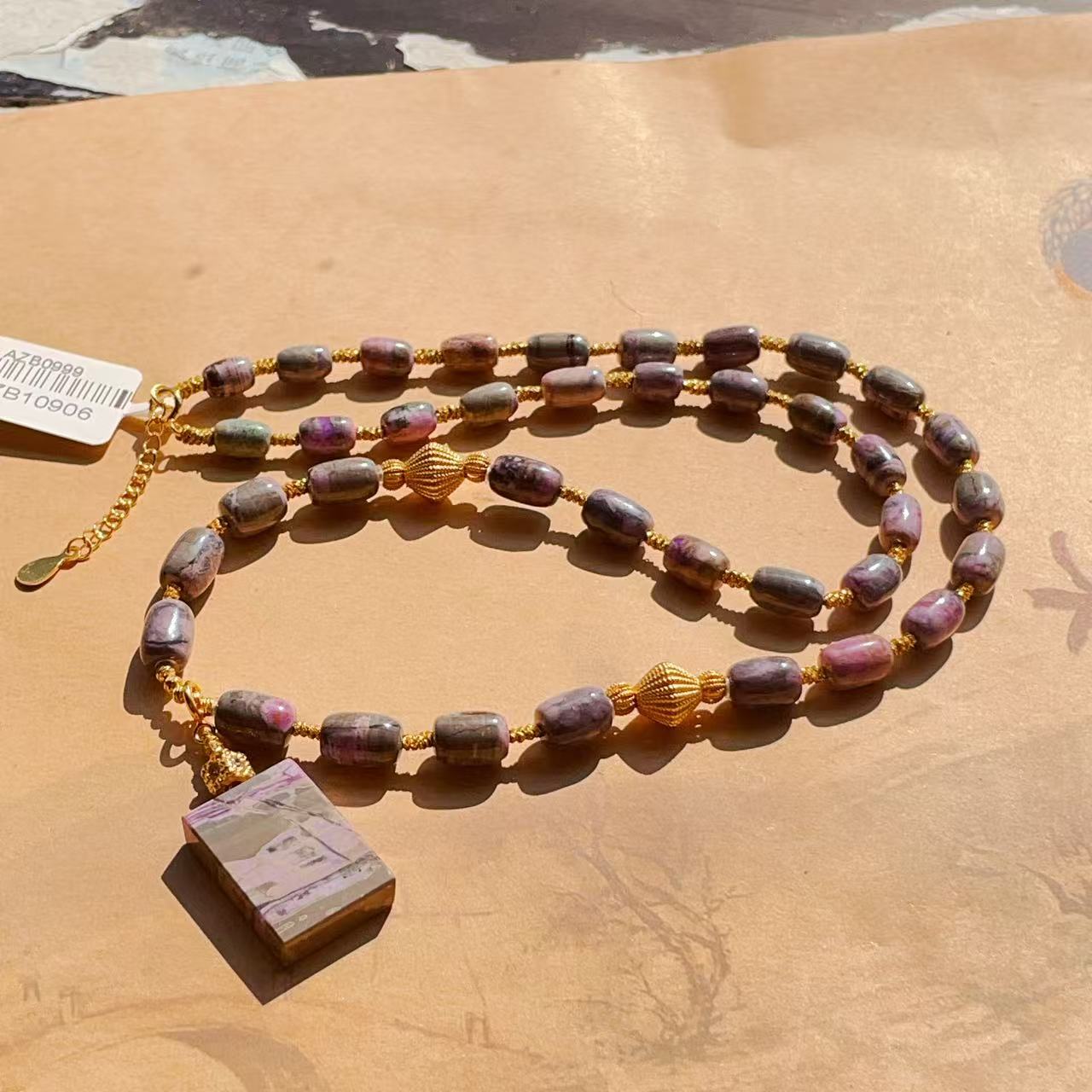 南非舒俱来泥地樱花紫桶珠项链s925/45cm（续诗）AZB10904