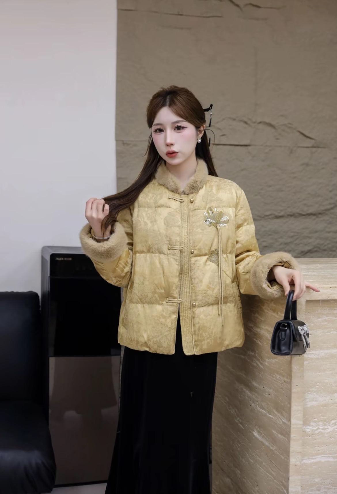 2025新中式冬季新款时尚百搭重工保暖棉服国风复古夹棉外套79