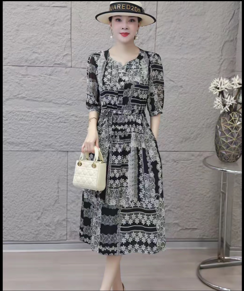 【时装高定款】波西尼亚气质修身时尚休闲夏季高端大码妈妈装连衣裙