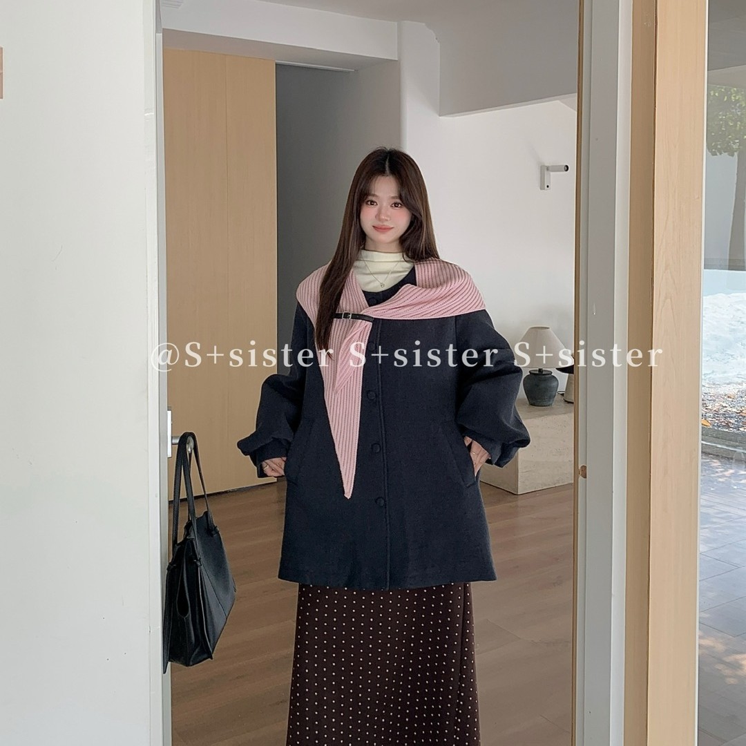 S+学院风翻领风衣女中长款收腰显瘦披肩系腰带外套秋季潮流百搭