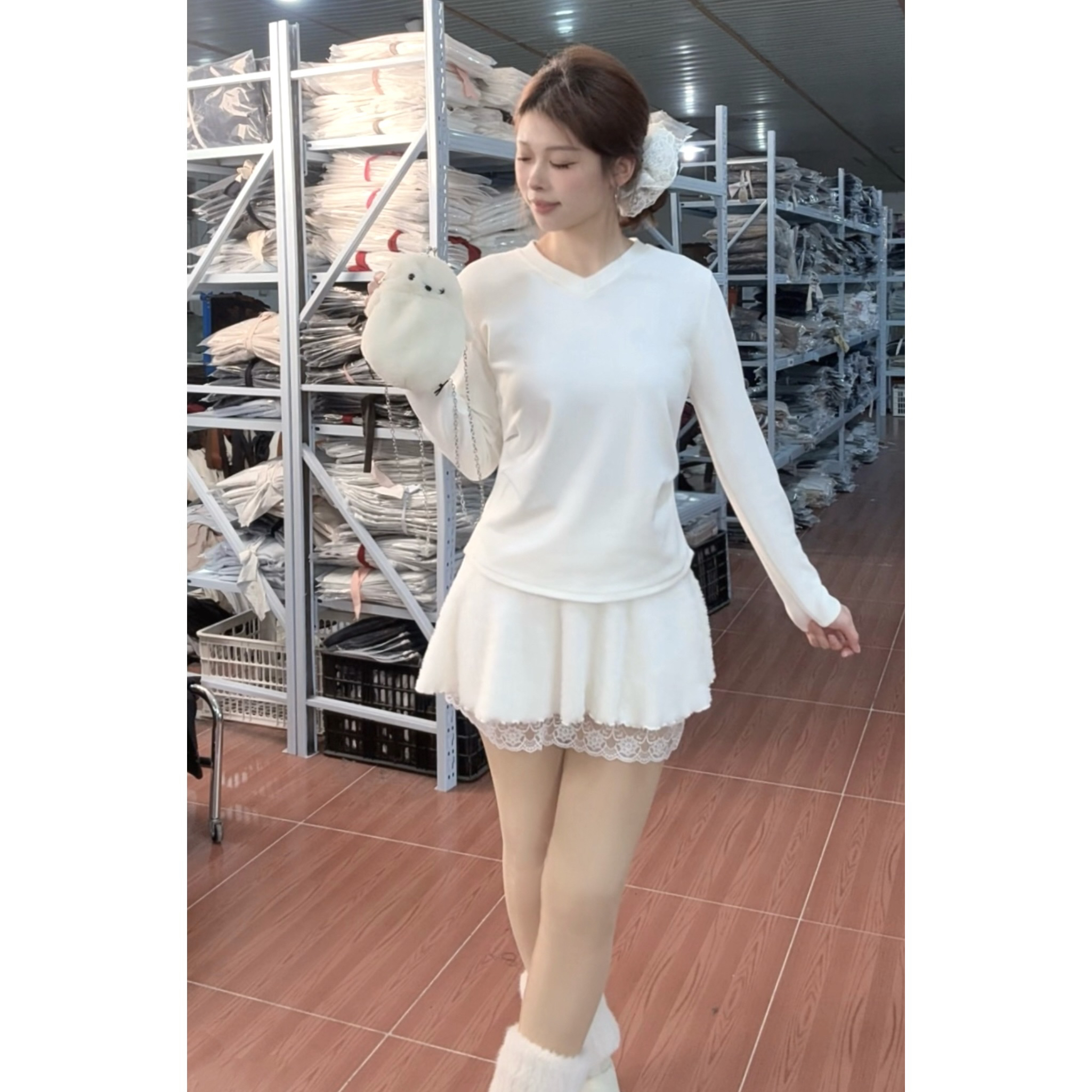 冬季双面德绒【0聚酯】【鸡心领小蛮腰】300g软糯不扎肤弹力打底女