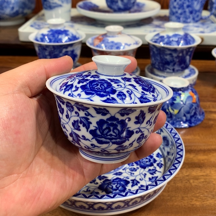 晓月柴窑 缠枝盖碗