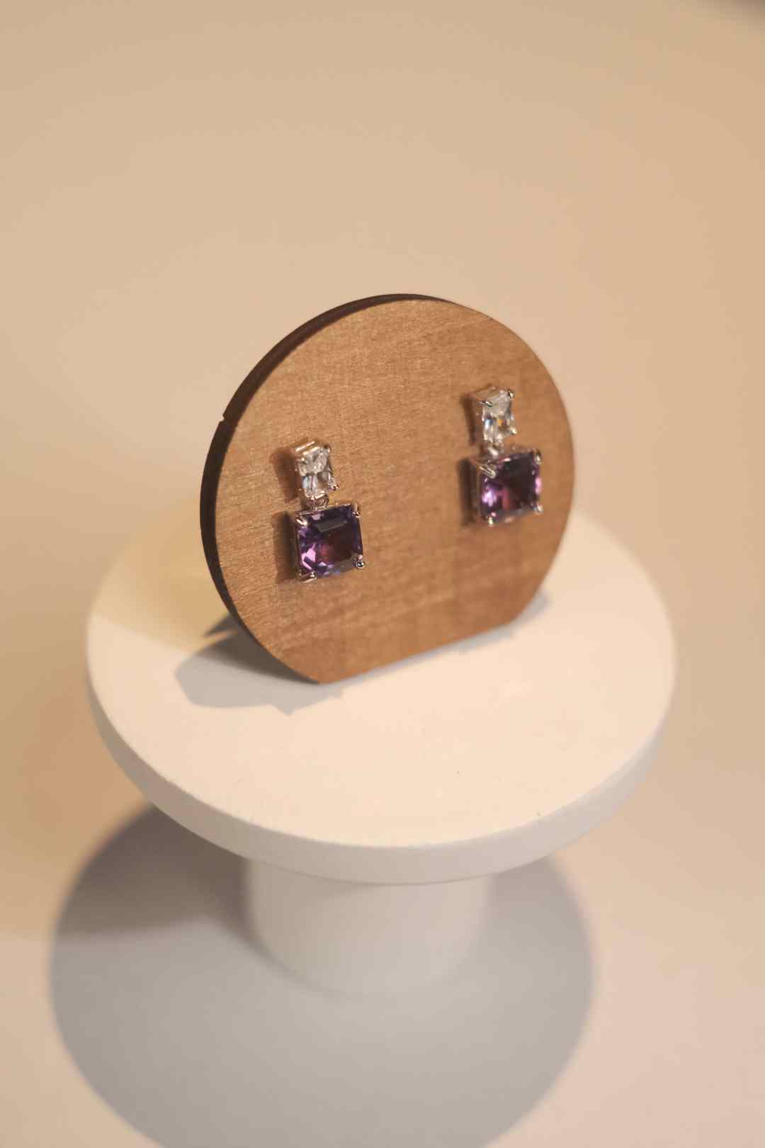 【E002】紫水晶耳饰 ，银S925镶嵌