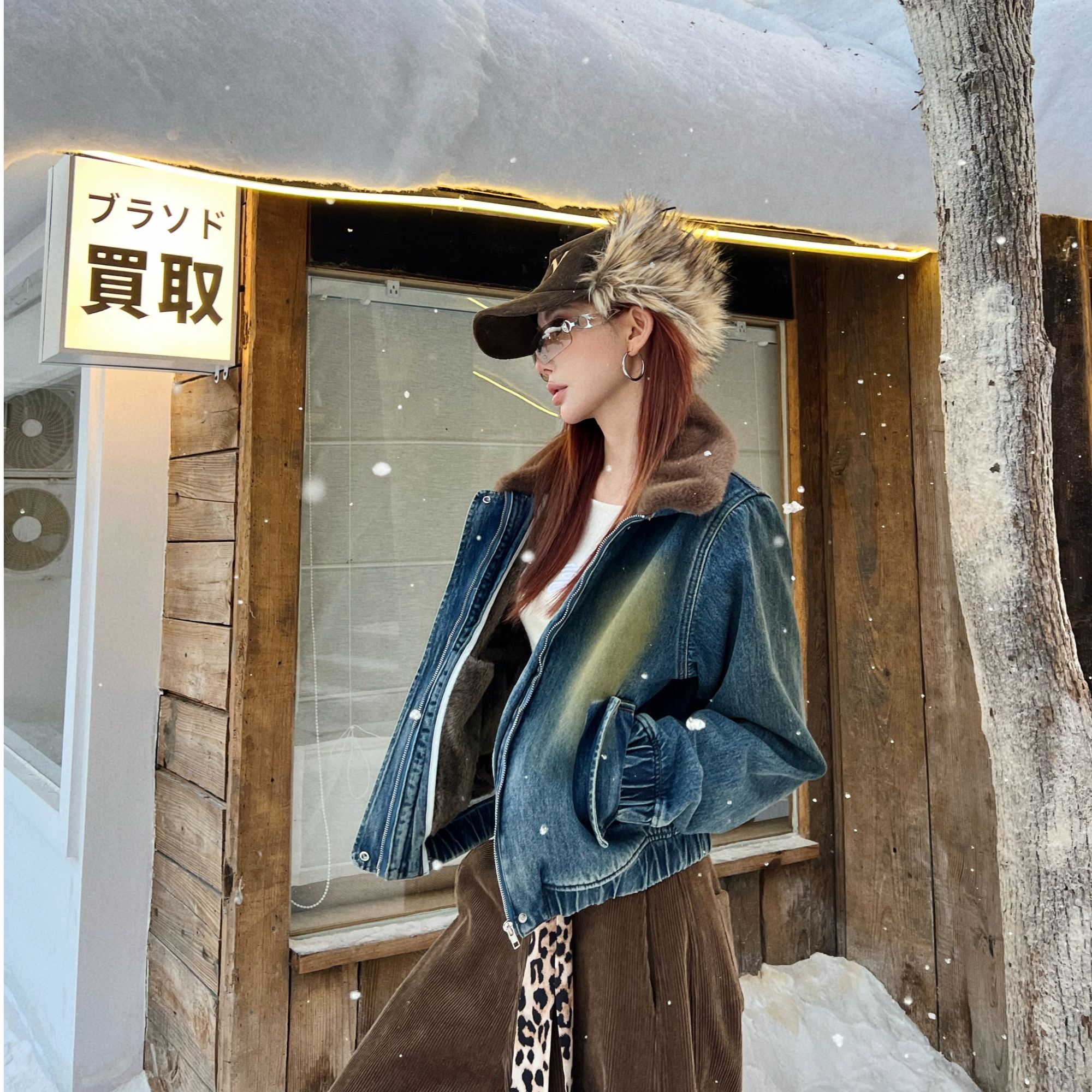 婉君【加州往事】冬季”内里北极绒“加厚洗水牛仔外套LWJ25D4C3914