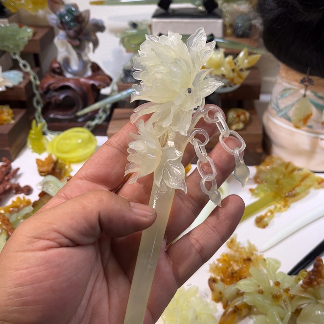 蛇纹石玉发簪合金
