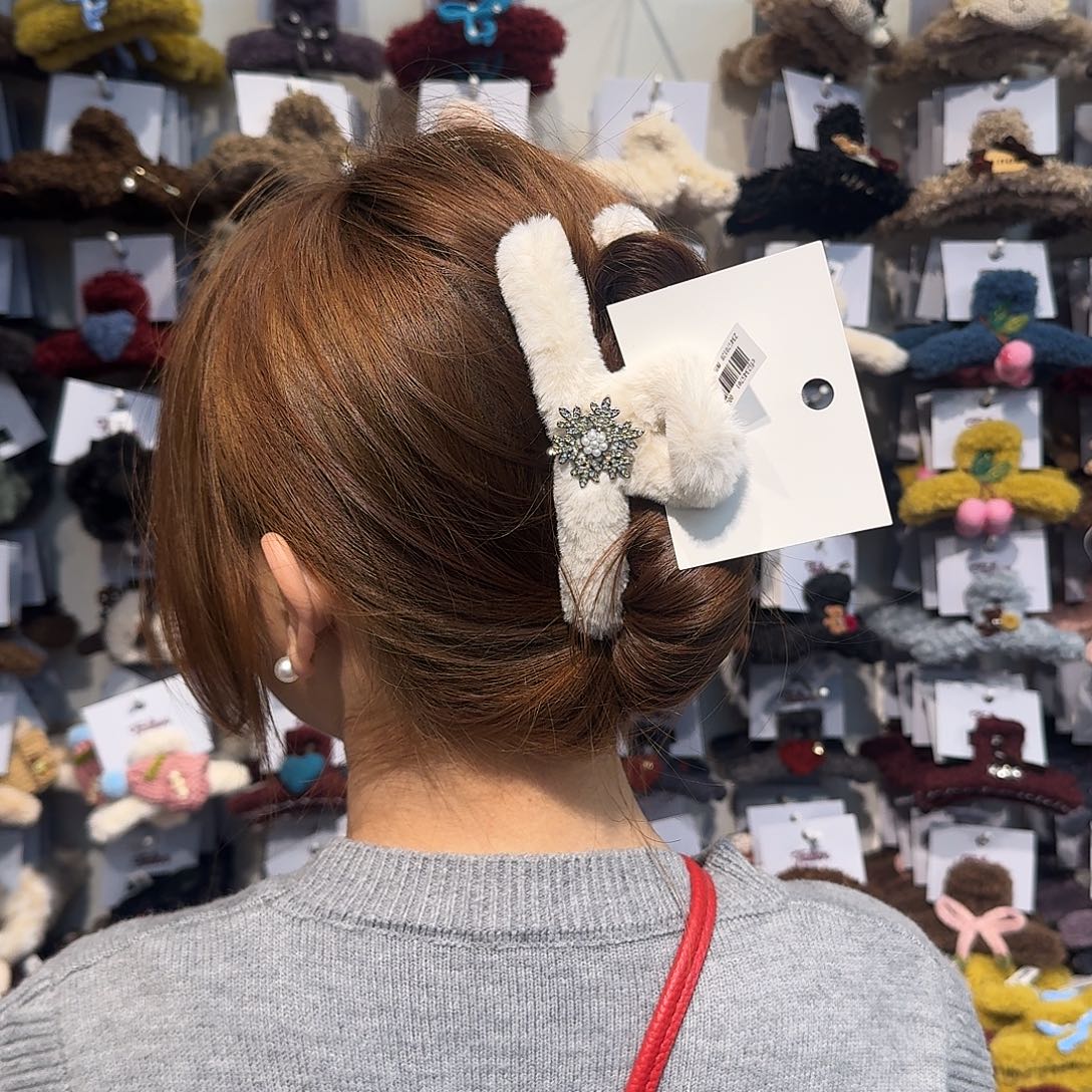 布艺非金属白色雪花抓后