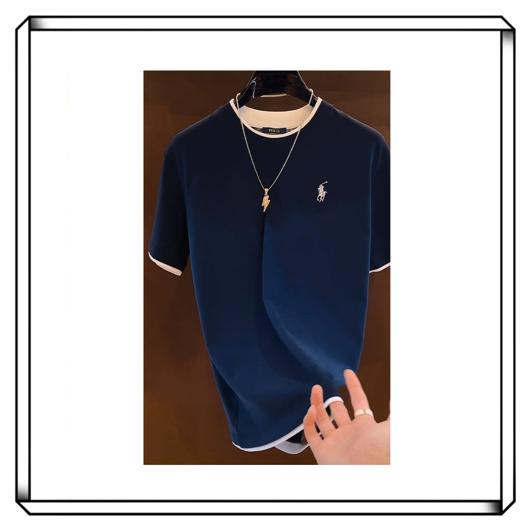 【奢品专属】骑士系列新款T恤顶奢高端刺绣假两件短袖上衣男女-DX22