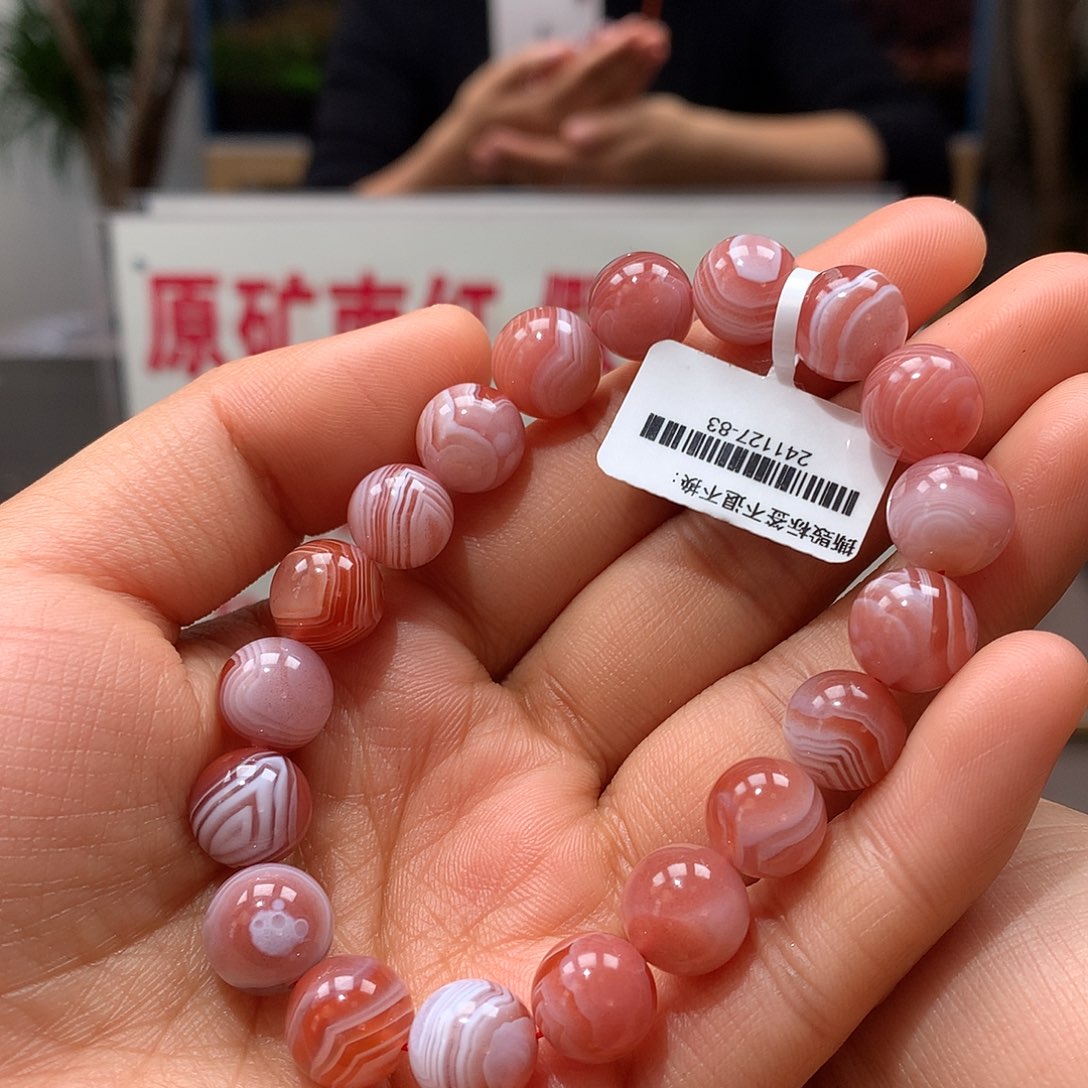 南红玛瑙10mm缠丝纹单圈手串合金