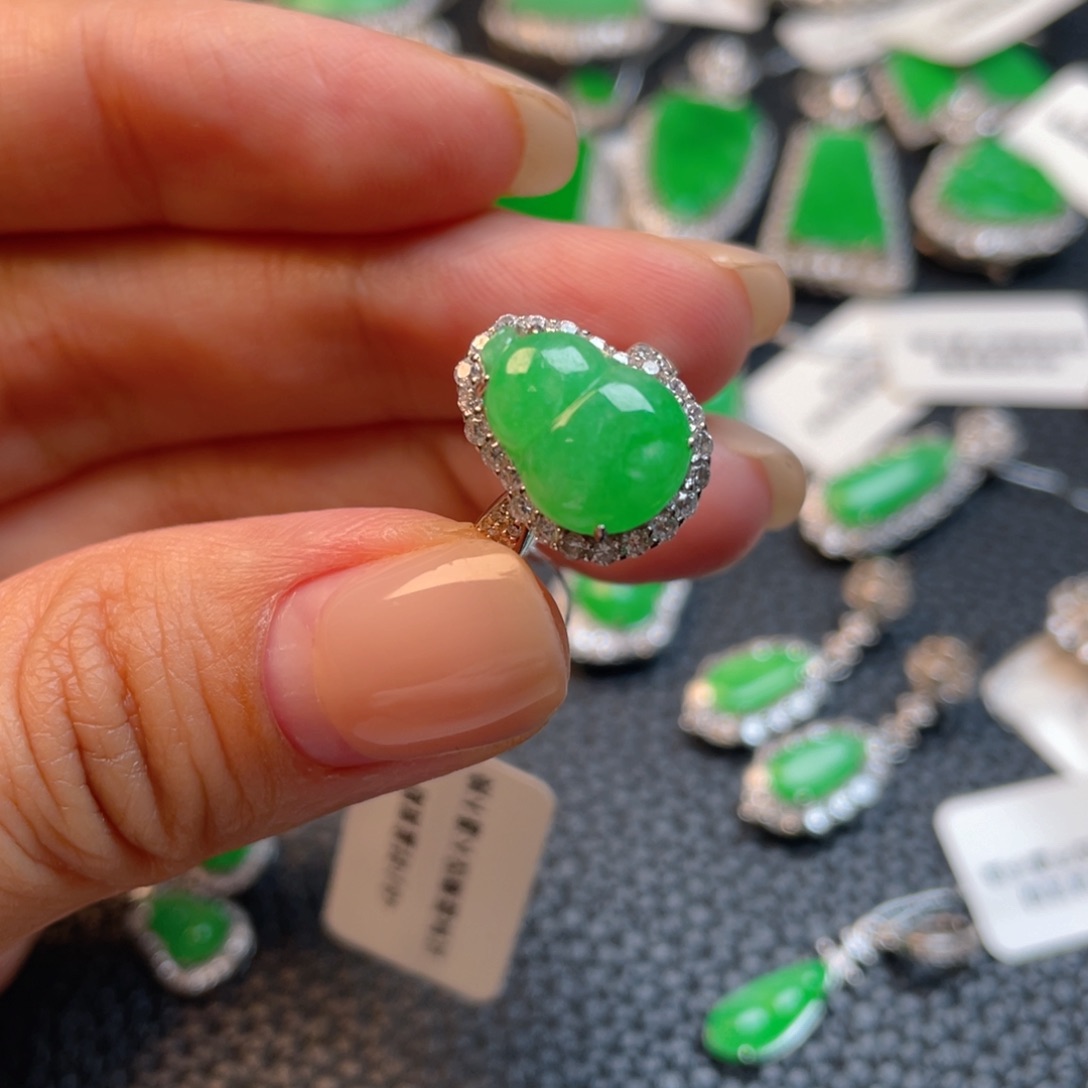 翡翠银S925镶嵌吊坠(不含链)戒指