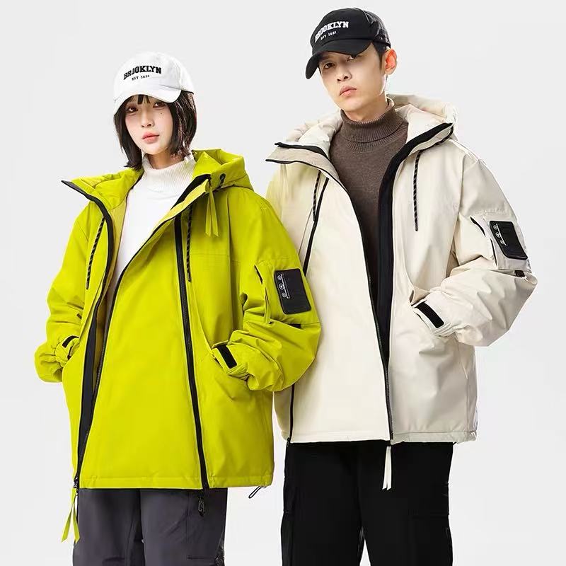 男女同款情侣款2025新款冬季中长款时尚户外工装保暖外套羽绒服