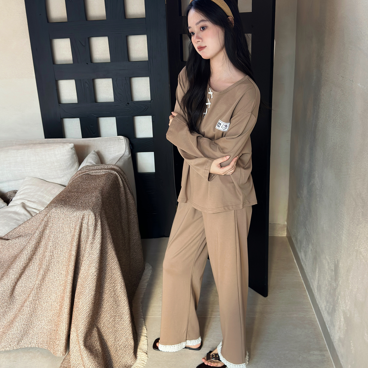及好睡衣女款春秋季2025年新款纯棉长袖宽松甜美可外穿家居服套装