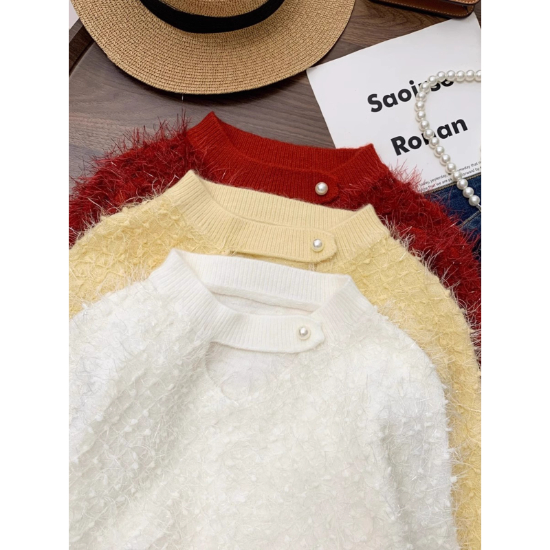 高级感秋冬季新款加厚软糯宽松轻奢百搭长袖毛茸茸韩版毛衣女上衣