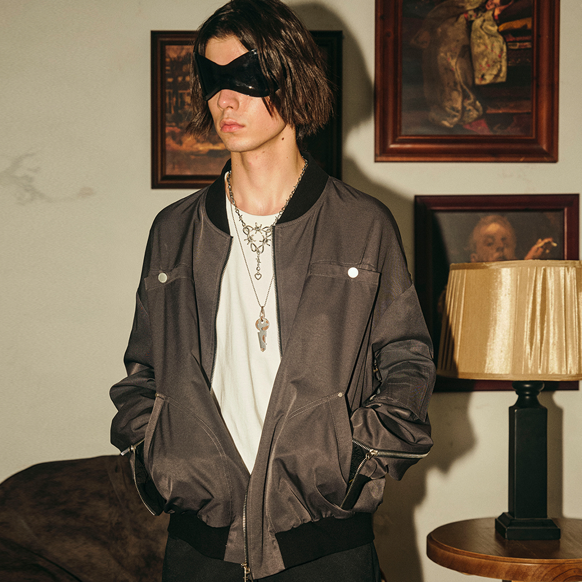 PASALIENS&PASET街头复古美式小众设计感工装外套机能拉链夹克