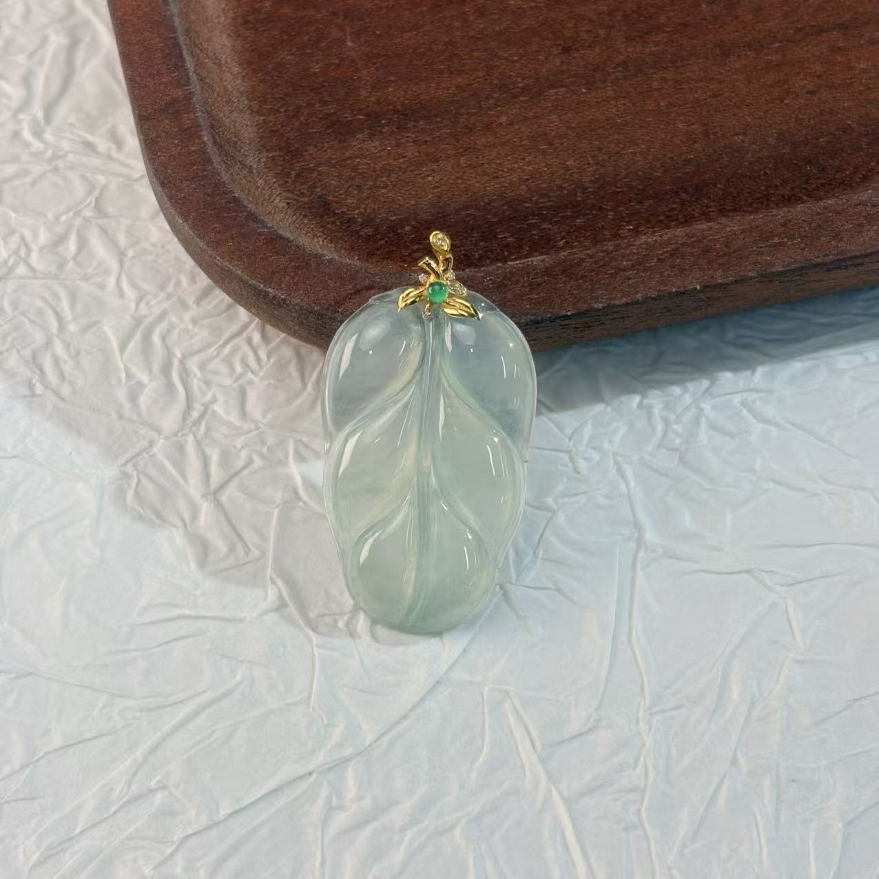 【七七专属】18K翡翠叶子吊坠 多样性 KCYX1020-07