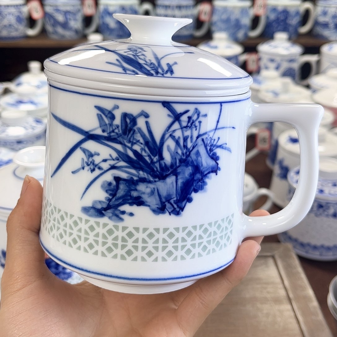 插*景德镇陶瓷马克杯带盖