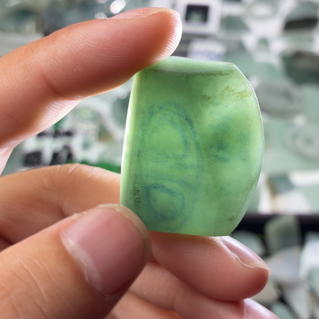 未镶嵌定制翡翠天然缅甸翡翠a货高糯化打底油青蓝片料