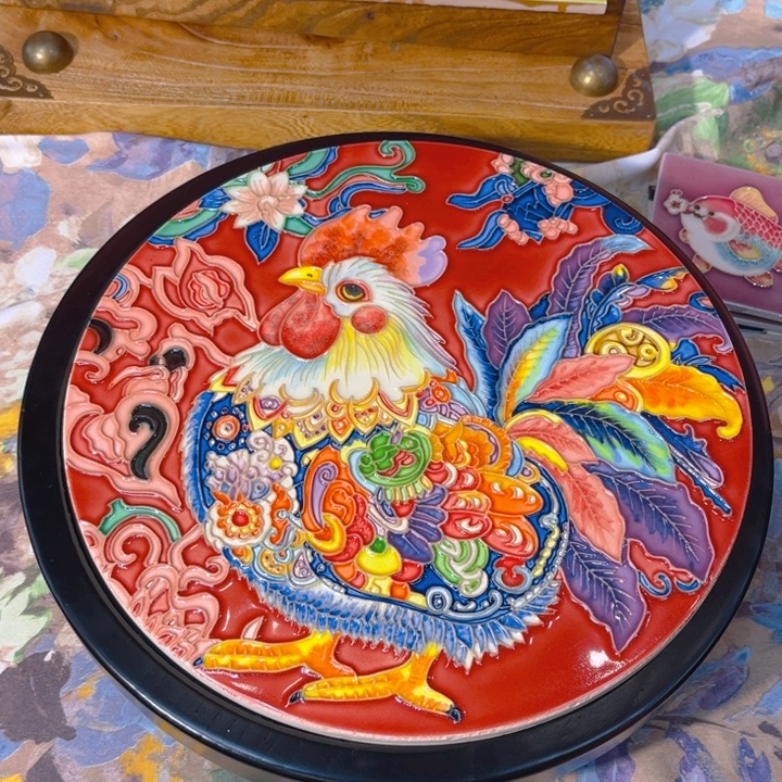 加大款瓷板画艺术作品转盘