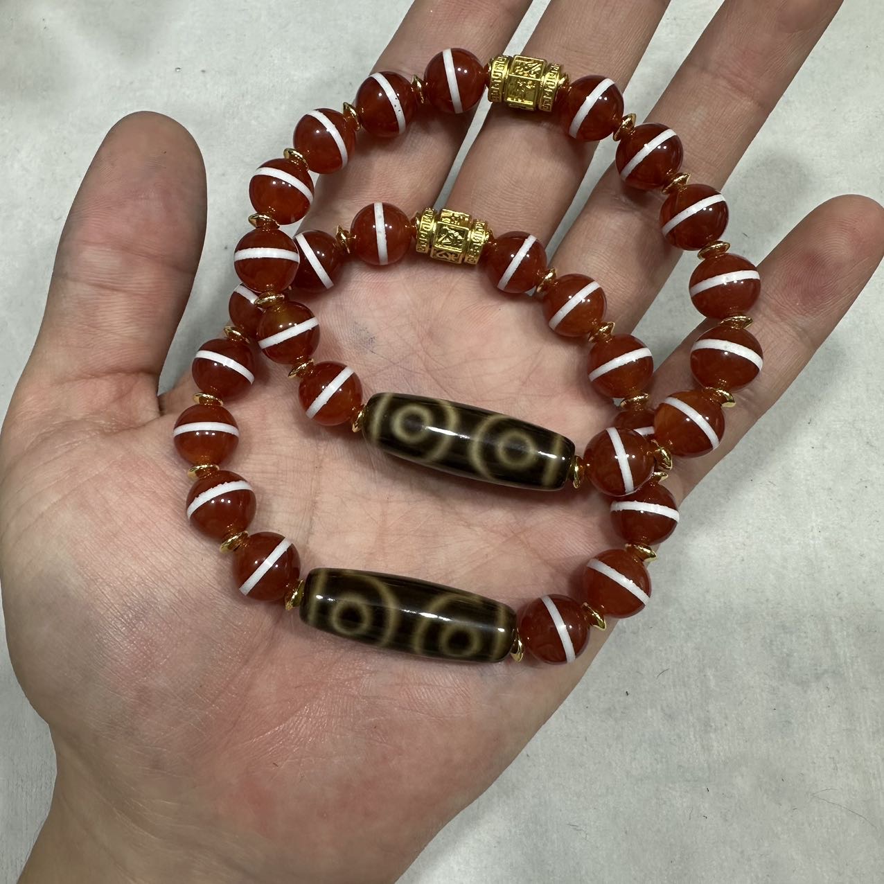【曹美丽精选】 H48630-玛瑙diy手串（三眼）-多样性发其一-10*31mm