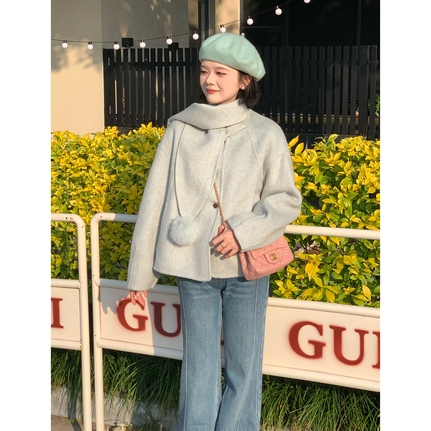 法式气质百搭宽松短款双面呢外套女秋冬高级感大衣WG1179