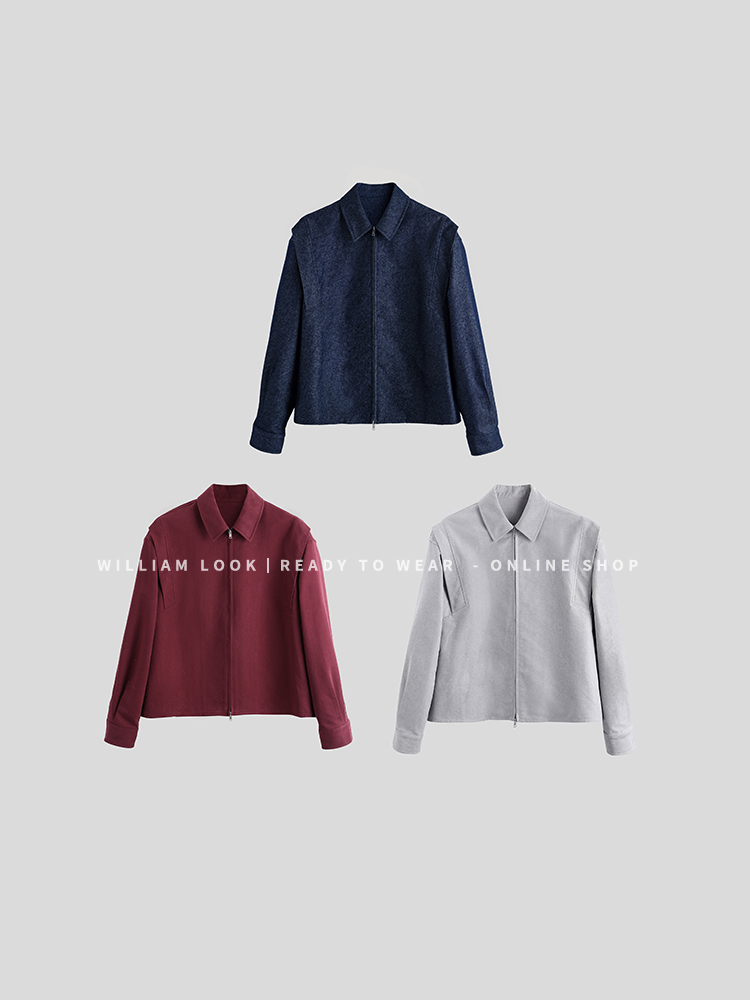 威廉威 男女同款【拉链衬衣】肩膀设计简约百搭拉链外套衬衫B519