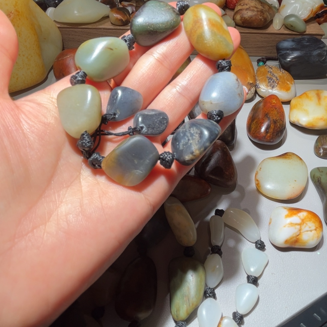 和田玉（糖玉）未镶嵌挂件和田玉手串66克