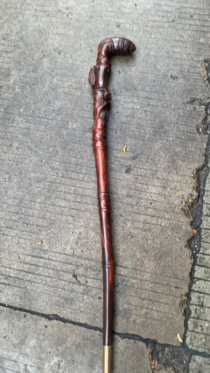 大红酸枝拐杖工艺品摆件