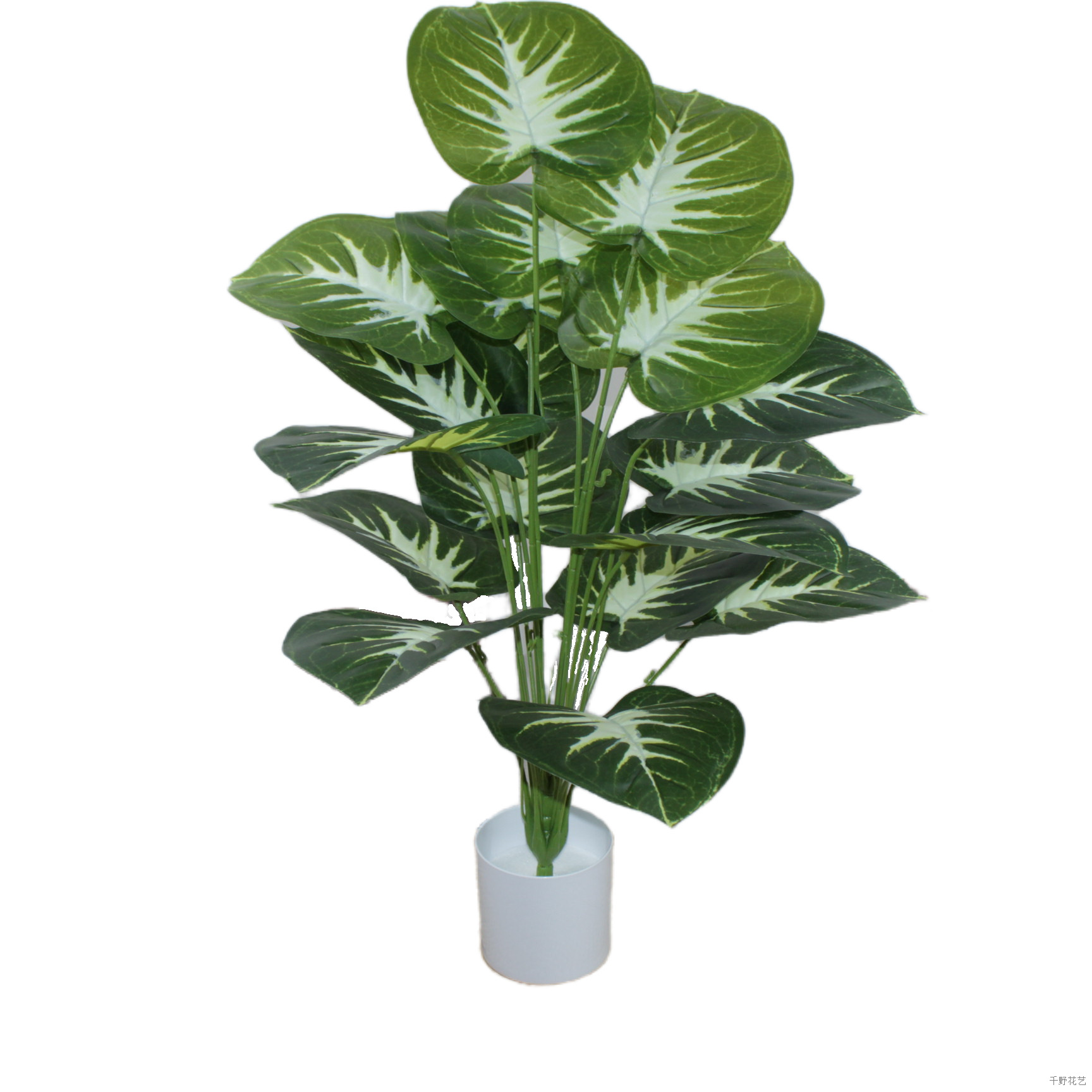 亚马逊十八头仿真白心彩芋叶跨境仿真植物盆栽室内家居造景装饰品