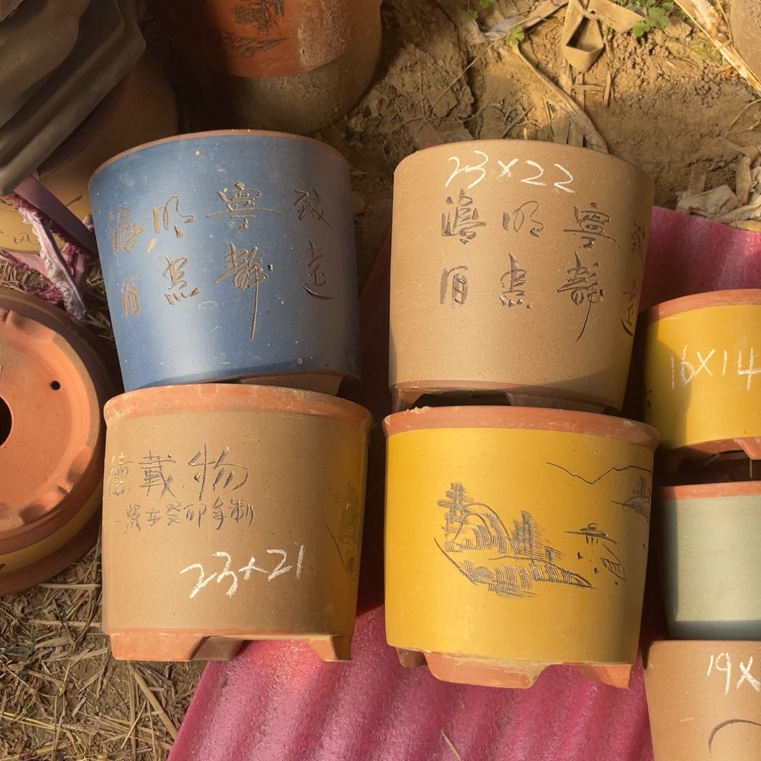 紫砂23*22 四只 圆柱