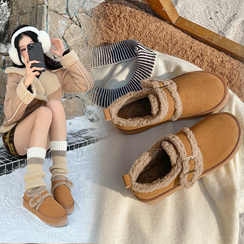 【牧羊少女】秋冬新款时尚复古休闲勃肯毛毛鞋厚底女单鞋L9328DD4款