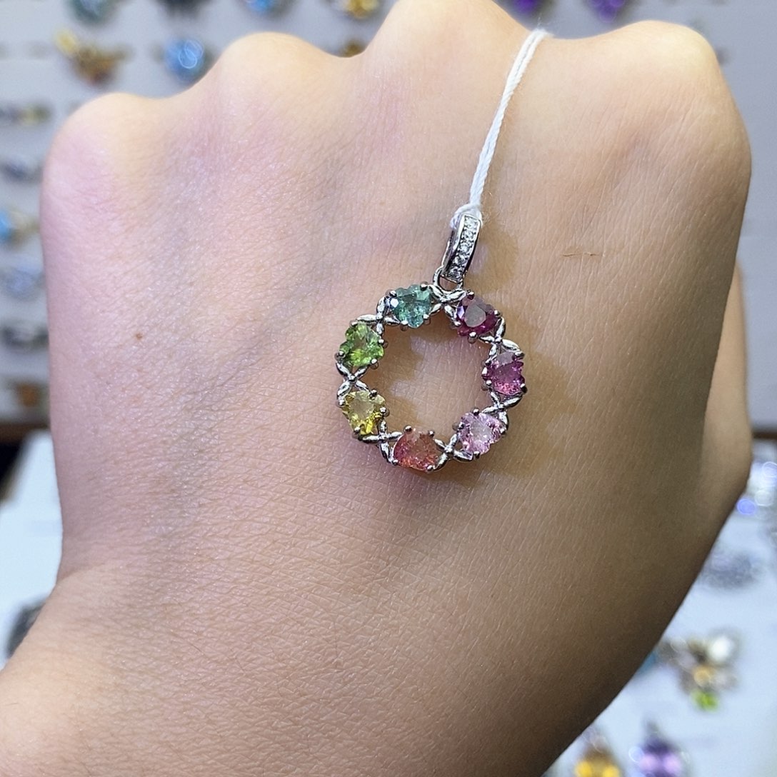 吊坠(不含链)银S925镶嵌碧玺（不含证书）