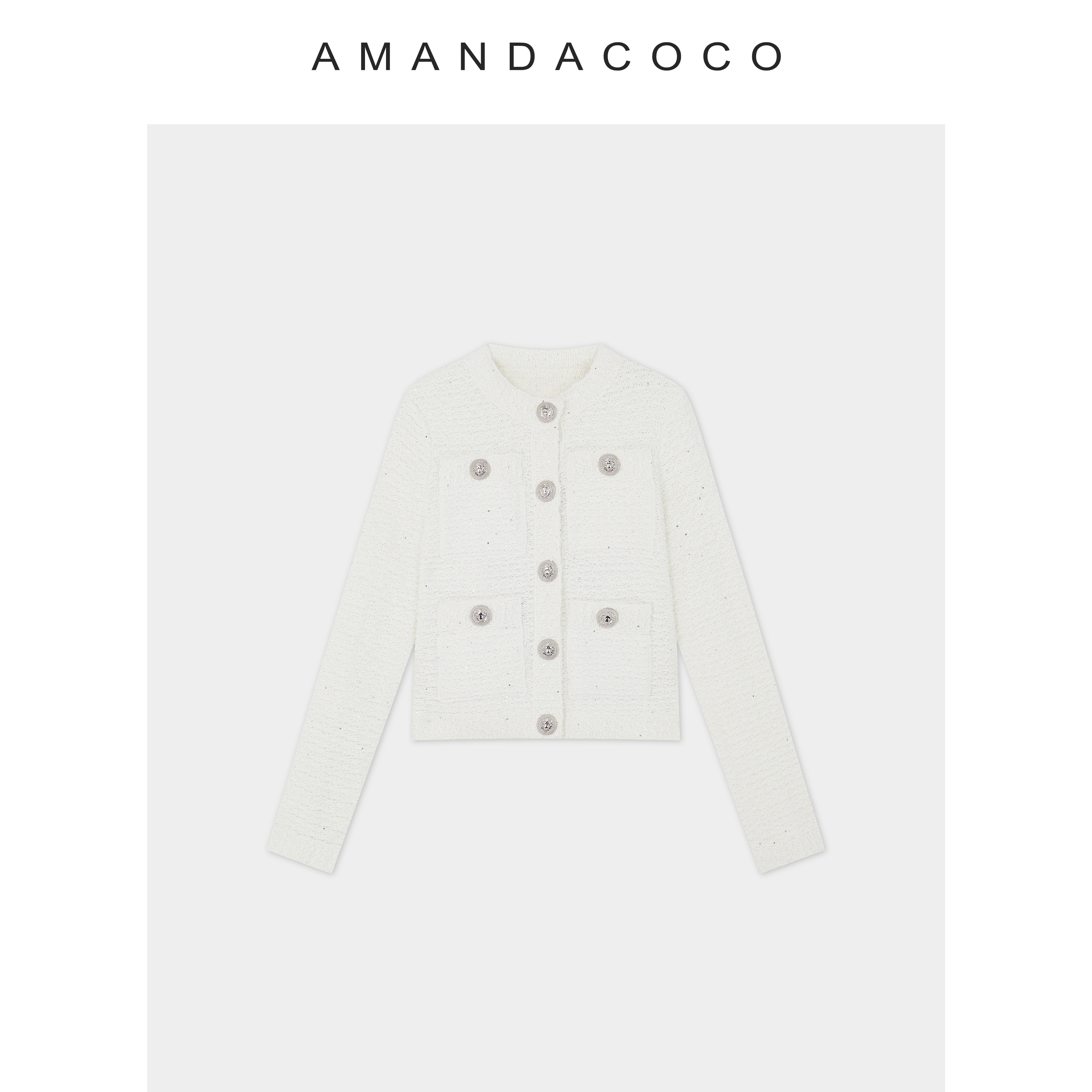 巴黎来信～25秋季轻奢高定千金感亮片粗花呢针织衫