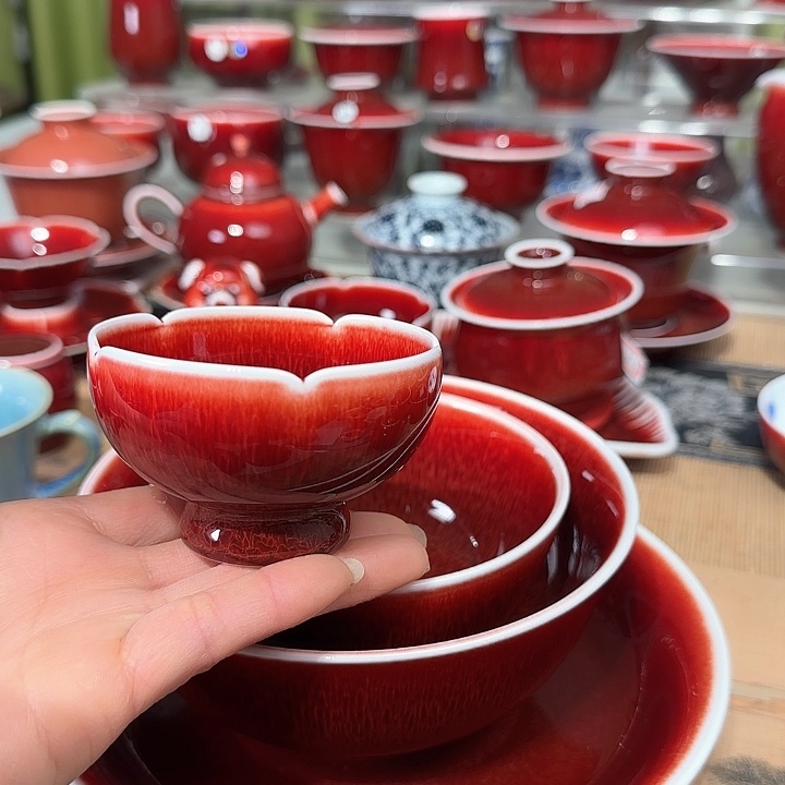 马**酒景德镇陶瓷红马坊连花杯