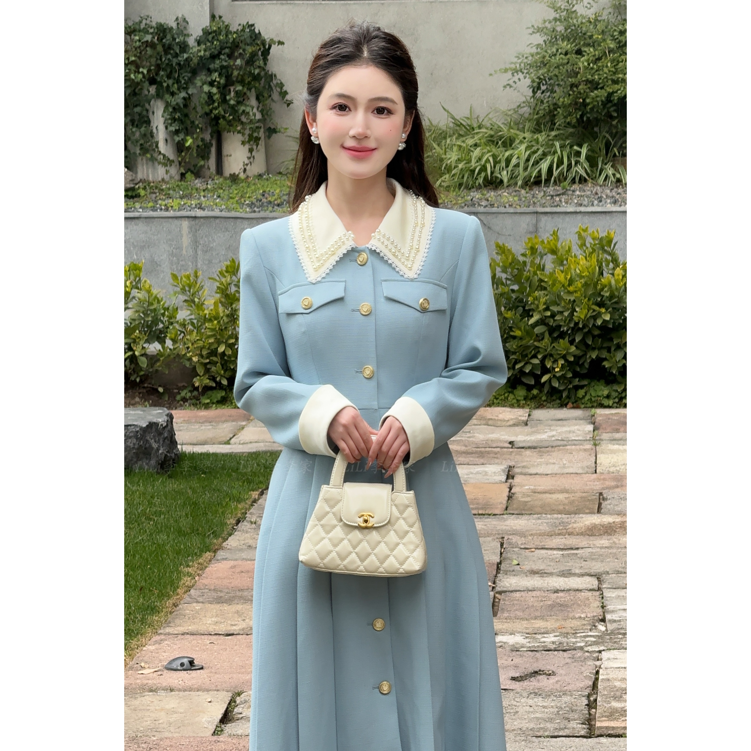 【蔚蓝假日】LiLi韩系小香风气质连衣裙XMZH5868